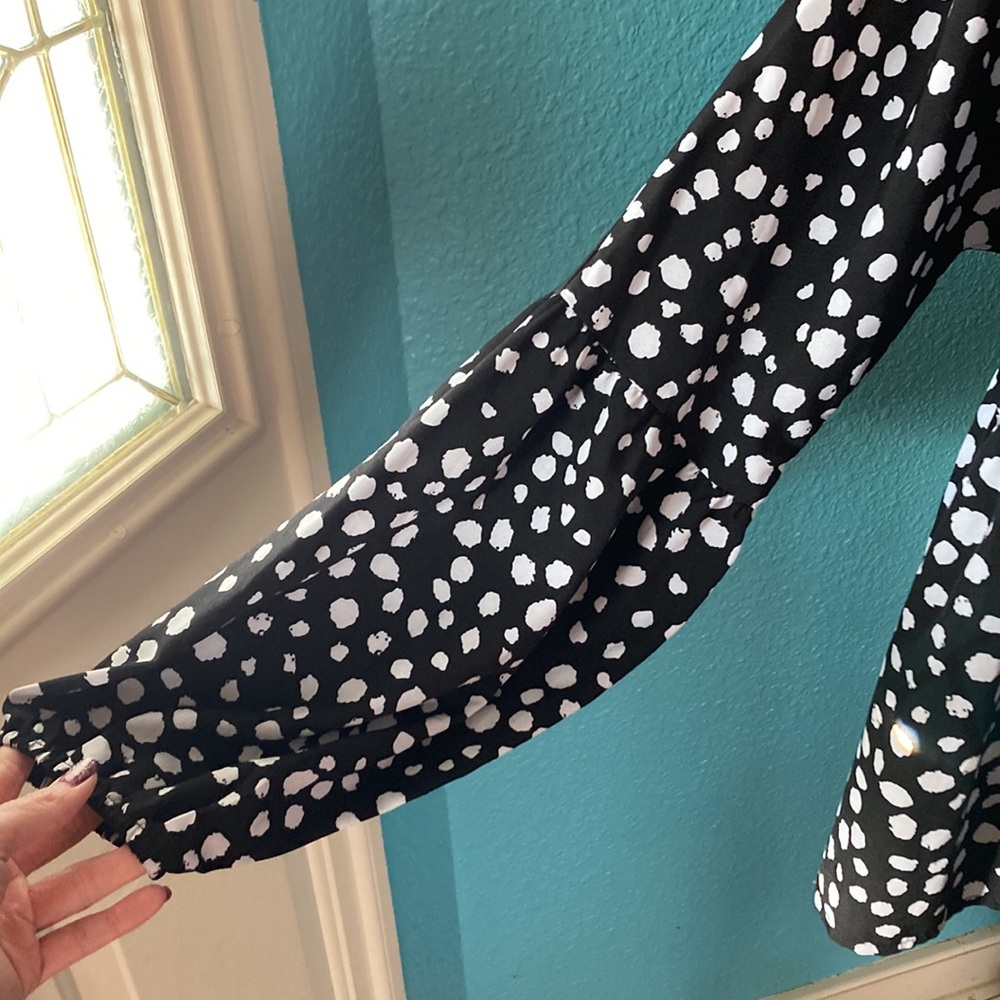 SHEIN | Women’s Polka Dot Long Sleeve Peplum Blouse - Picture 5 of 8